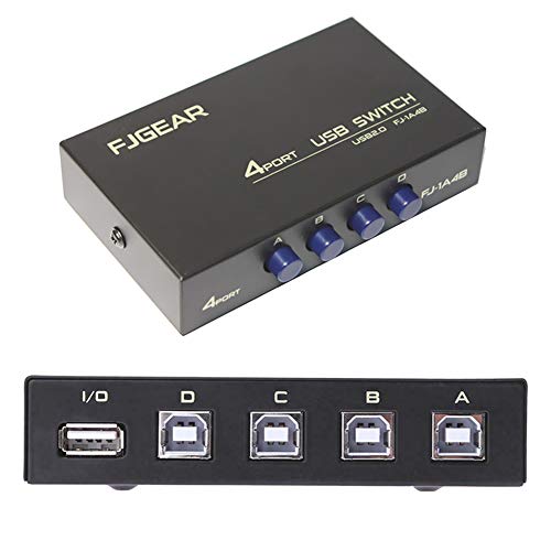 E06C USB Switch 4 Port Umschalter 4 In 1 Out KVM USB Switchbox für 4 PC auf einen USB Geräte, kompatibel mit Laptop, PC, Drucker Scanner USB-Stick Kartenleser... von Aukson