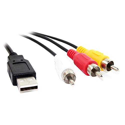 E08 USB 2.0 auf 3RCA Kabel, USB auf Cinch AV-Kabel kompatibel mit HDD-Playern, Camcorder, PC TV M/M, Konverter, Stereo-AV-Anlagen - USB Stecker auf 3 Cinch Stecker, 1,5m von Aukson