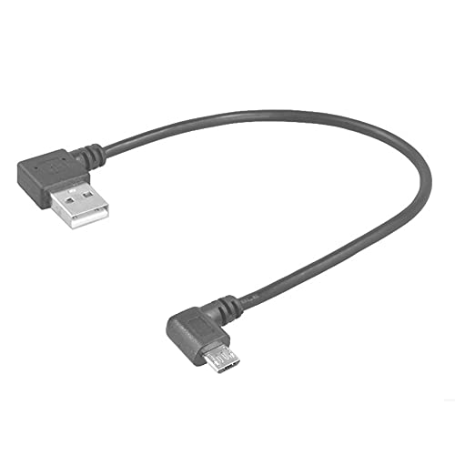 G18 USB auf Micro USB 90° Winkel Kabel, USB Stecker auf Micro B Stecker, Links abgewinkelt, 20 cm Ladekabel Adapter von Aukson