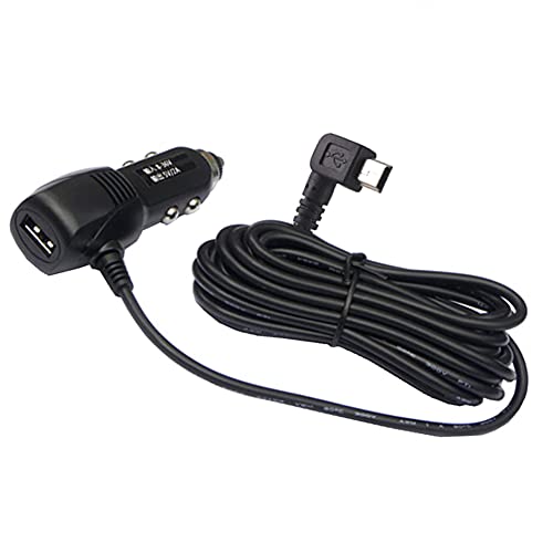 G63C KFZ Auto Ladegerät Adapter Kabel 3,5M mit USB + Mini USB 5pin Stecker abgewinkelt nach Links kompatibel mit Navigon (Mini USB) 5V Mini USB Ladekabel KFZ Netzteil 2A von Aukson