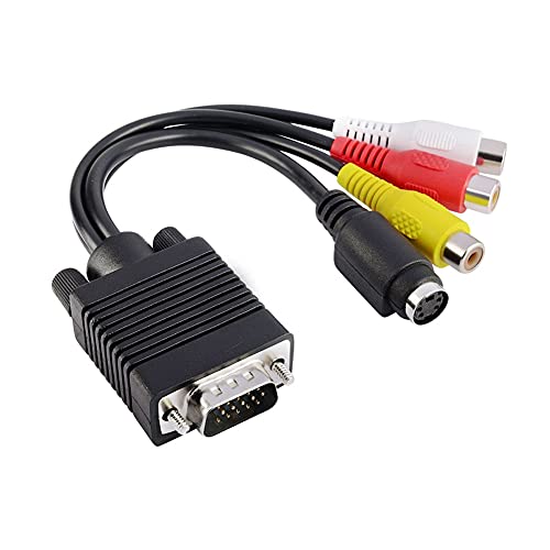 M20 VGA 15pol Stecker auf 3RCA AV und S-Video Mini-DIN 4-Poliges Adapter für Laptop PC Computer Video AV Projektor 20cm von Aukson