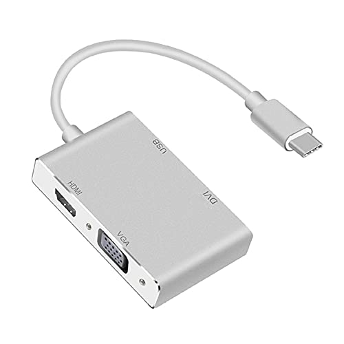 N37C 4 in 1 USB Typ C auf HDMI VGA DVI Multiport Adapter Konverter, Geeignet für Chromebook und die Anderen Laptop mit Type-C-Anschluß, z.B. HDTV, Monitor, Projektor usw. 1080P von Aukson