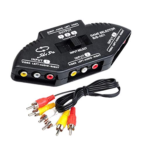P99C 3 Wege AV Cinch Video/Audio Switch Splitter Umschalter mit 3RCA Kabel, 3 In 1 Out Composite Video L/R Audio Auswahlbox Cinch Schalter ohne zusätzliche Stromversorgung Plug und Play von Aukson