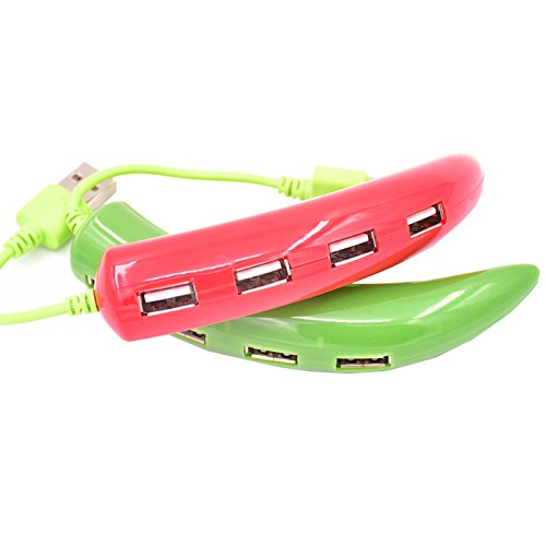 R13C Kinderfreundlicher 4-Port USB 2.0 Hub, 480Mb/s, Paprika-Chili Design, kompakter USB-Verteiler für PC, Laptop und Notebook, ideal für Schule und Zuhause von Aukson