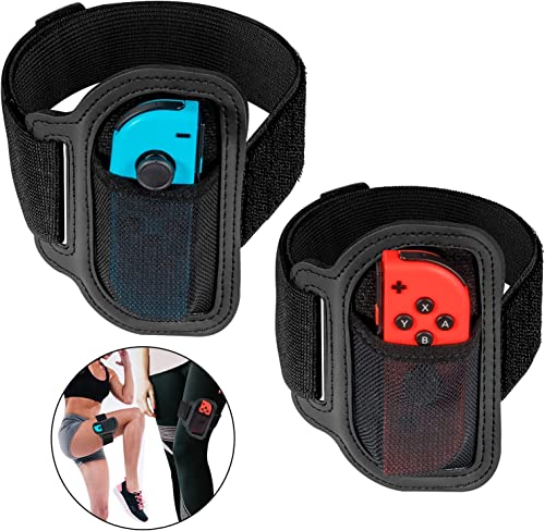 [2er-Pack] Beingurte kompatibel mit Nintendo Switch Sports und Ring Fit Adventure, verstellbarer, atmungsaktiver Beingurt für Joy Cons Switch/Switch OLED-Zubehör, zwei Größen für Erwachsene und Kinder von Aukuoy