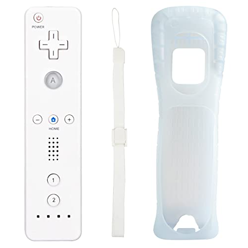 Aukuoy Fernbedienung für Wii und Wii U - Drahtloser Bewegungssensor-Gpad-Controller für Nintend-Konsole Mit Silikonhülle und Handschlaufe (Weiß) von Aukuoy