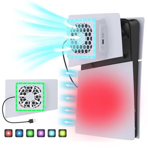 Aukuoy Kühlung Lüfter für PS5 Slim Zubehör: RGB-LED-Anzeige Kühlstation für PS5 Slim Disc/Digital-Konsole mit USB-Anschlüssen und Hochleistungs-Turbolüfter Aukuoy Kühlung Lüfter für PS5 Slim Zubehör: RGB-LED-Anzeige Kühlstation für PS5 Slim Disc/Digital-Konsole mit USB-Anschlüssen und Hochleistungs-Turbolüfter von Aukuoy
