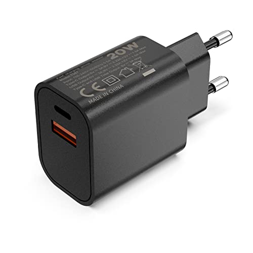 Aukvite USB C Ladegerät, 20W USB C Netzteil PD QC 3.0 Ladestecker Schnellladegerät Wandladegerät USB Stecker für Phone 16 15 14 13 12 Series iPad Samsung Galaxy S24 S23 S22 Android-Telefon (Black) von Aukvite