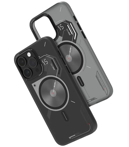 Aulumu A15 TPU für iPhone 15 Pro Magnetische Hülle, IMD-Technologie, Kompatibel mit MagSafe, [Aluminiumlegierung Kamerarahmen] Stoßfest Kratzfest Handyhülle, Halbtransluzentes Schwarz von Aulumu