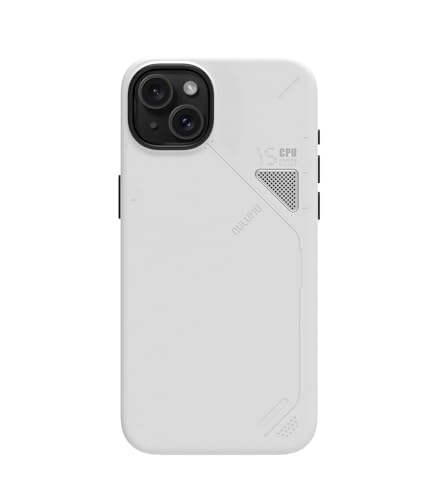 Aulumu A15 Veganes Leder für iPhone 15 Plus Magnetische Hülle [Einzigartiges Kühlfenster] - Kompatibel mit Magsafe [Metall Individuelle Tasten] Stoßfest Kratzfest Handyhülle - Weiß von Aulumu