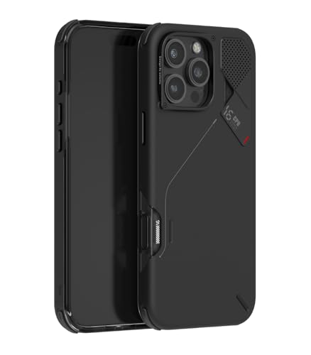 Aulumu A16 Stoßfeste Schutzhülle für iPhone 16 Pro Max, aktualisierte Kamerasteuerung, echte Kühlung, Kamerarahmen aus Aluminiumlegierung, mehrschichtiger Verbundschutz, Schwarz von Aulumu