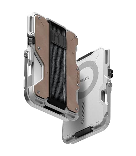 Aulumu G03 Leder Metall Kartenhülle, Kompatibel mit MagSafe, Multifunktionaler Kartenhalter mit Gummiband, Handyständer/Griff, Flaschenöffner, RFID-Abschirmung von Aulumu