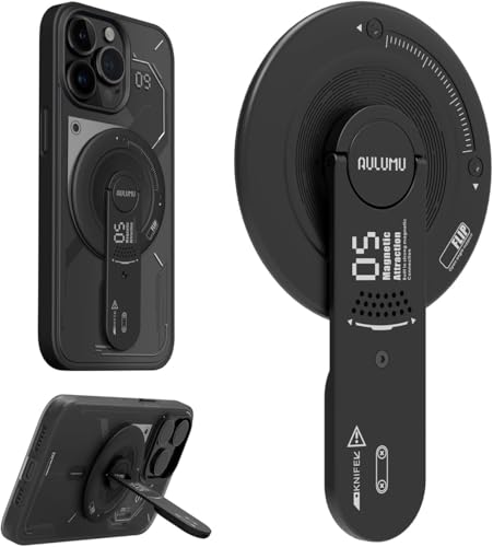 Aulumu G05 Magnetisch Phone Ständer Grip | Abnehmbarer, 360° Verstellbarer Handy-Kickstand mit Kartonöffner | Kompatibel mit MagSafe für iPhone 16/15/14/13/12 Serie - Schwarz von Aulumu