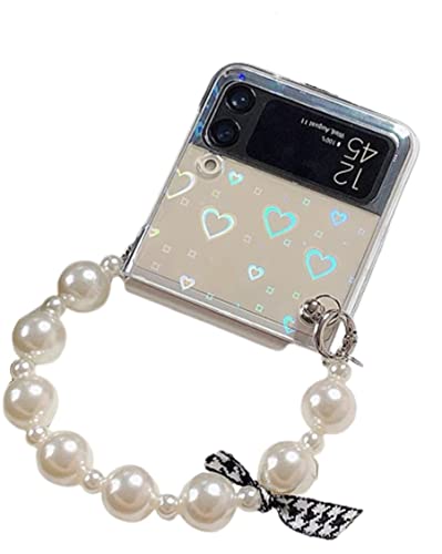Schutzhülle für Samsung Galaxy Z Flip 4, luxuriös, glitzernd, holografisches Perlenband, String-Abdeckung für Samsung Galaxy Z Flip 4 für Frauen und Mädchen von Aulzaju