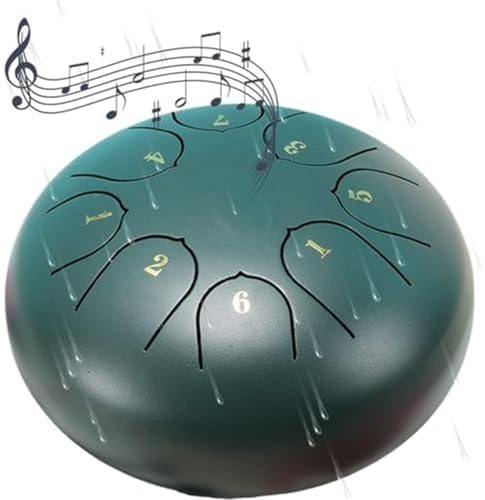 Ch-akra Trommel für Regen Draußen, Regentrommel für Draußengarten, Trommel Regenspiel wasserdicht, ch-akra Drum 6 Zoll 8 Noten, Ch-akra Regentrommel Outdoor, Mini Handpan Drum (Grün) von Aumude