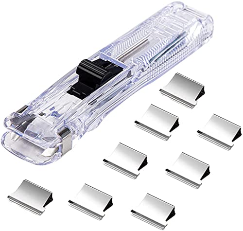 Tragbarer transparenter Kunststoff Handheld Paper Clam Dispenser Paper Clipper mit 100 Metal Refill Clips für School Office (Transparent) von Aumude