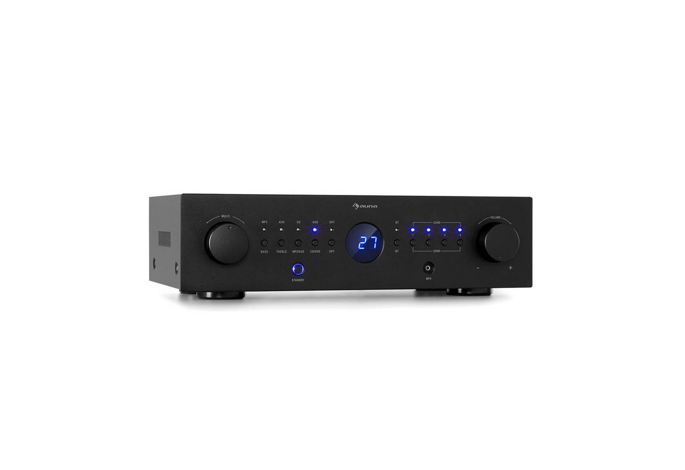 Auna AMP-CD950 DG Audioverstärker (Anzahl Kanäle: 4-Kanal, 800 W, Digital Audio Bluetooth Verstärker HiFi Stereo Amplifier Multikanal) von Auna