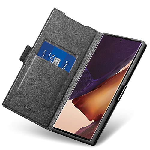 Aunote Samsung Galaxy Note 20 Ultra Hülle, Handyhülle Note 20 Ultra, Note 20 Ultra Schutzhülle/Klapphülle, Tasche Leder, Etui Folio Flip, Smartphone Handy Cover Case Klappbar. (4G/5G, Schwarz) von Aunote