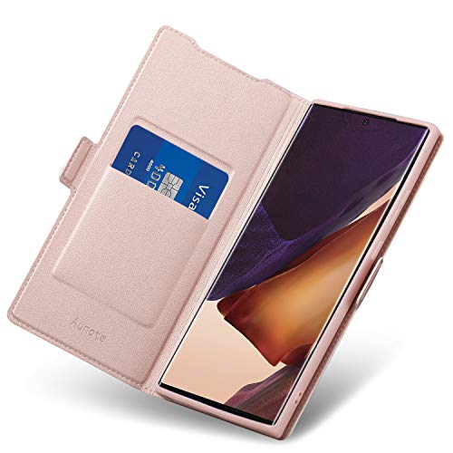 Aunote Ultradünn Serie für Samsung Galaxy Note 20 Ultra Hülle, Handyhülle Note 20 Ultra mit Kartenfächer, Premium Note 20 Ultra Hülle, Perfekte Passform für Samsung Note 20 Ultra 5G Hülle. Rosegold von Aunote