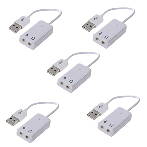 AuntYou 5 Stücke 3,5 mm Mikrofon-Kopfhoerer-Buchse USB 2.0 Soundkarte Lautsprecher Audio-Adapter von AuntYou