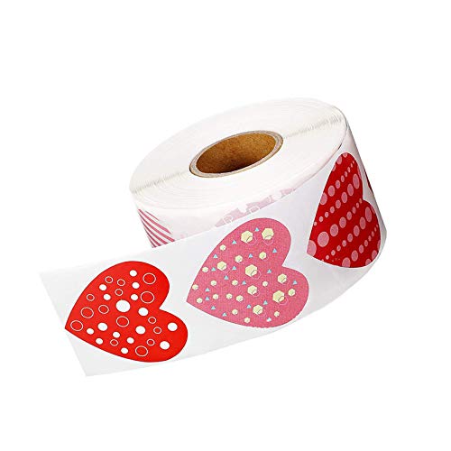 500 Stück Herzförmig Aufkleber Handgemachte, Selbstklebend Aufkleber Etiketten Rolle Abdichtung Klebeetiketten Love Heart Sticker Label,Geschenkaufkleber für Backen Geschenktüten Hochzeit (Mehrfarbig) von Aunye