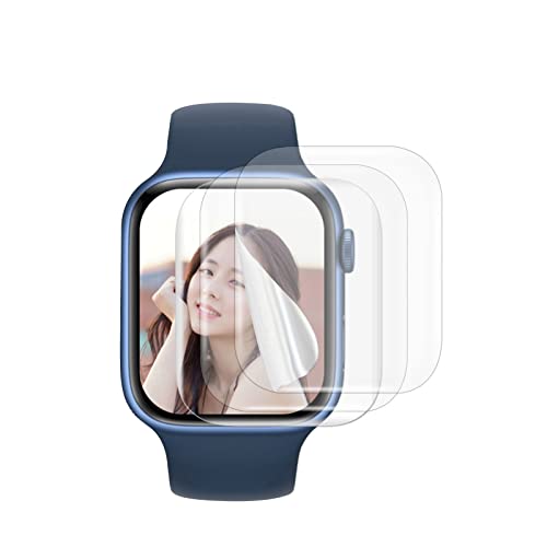 Aunye Schutzfolie Kompatibel mit Apple Watch Series 7/6/5/SE 45mm Folie,HD Flexible Soft TPU Blasenfreie Klar Hülle,[Anti-Kratzen] Nicht Glas Blasenfreie Displayschutz (3pcs) von Aunye