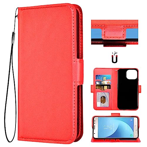 Auotu PU Leder Flip Brieftasche Handyhülle Lederhülle Cover Tasche Case Hülle Etui für Cubot P80 Smartphone (Rot) von Auotu