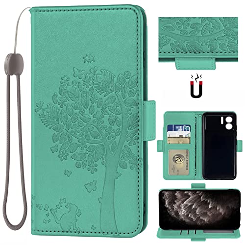 Auotu PU Leder Flip Brieftasche mit Baum Pattern Handyhülle Lederhülle Cover Tasche Case Hülle Etui für Doogee X98 Pro/DOOGEE X98 Smartphone (Grün) von Auotu
