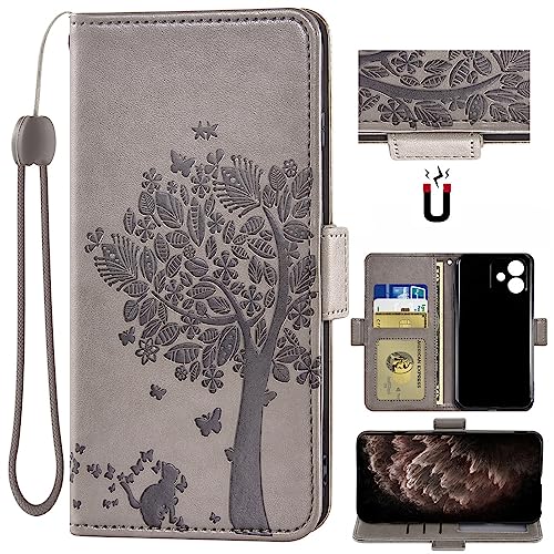Auotu PU Leder Flip Brieftasche mit Baum Pattern Handyhülle Lederhülle Cover Tasche Case Hülle Etui für Ulefone Note 16 Pro Smartphone (Grau) von Auotu