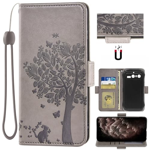 Auotu PU Leder Flip Mit Kamera Schutz Brieftasche Handyhülle Lederhülle Cover Tasche Case Hülle Etui für Blackview N6000 Smartphone (Grau) von Auotu