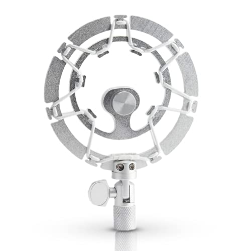 Auphonix Mikrofon Spinne - Shock Mount Halterung für Mikrofonarm mit Stoßdämpfer-Funktion für klare Tonaufnahmen mit Kondensatormikrofonen (Silber) von Auphonix