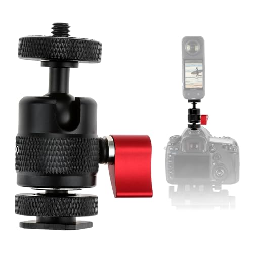 Aupoko Mini Kugelkopf Hot Shoe Adapter für Action-Kameras, 360° schwenkbar 1/4 Zoll Kugelkopfadapter für X4 X3 X2 ONE Action Kameras, Einbeinstativ, Mini DV Aupoko Mini Kugelkopf Hot Shoe Adapter für Action-Kameras, 360° schwenkbar 1/4 Zoll Kugelkopfadapter für X4 X3 X2 ONE Action Kameras, Einbeinstativ, Mini DV von Aupoko