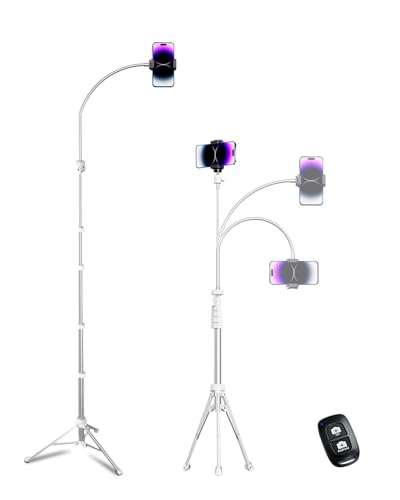 Aureday Handy Stativ Ständer 225cm Selfie Handy Stativ mit 38cm Flexibler Schlauch 360° Drehbarer, Bluetooth Fernbedienung und Halterung Stativ Ständer für iPhone, Android-Handys und Kameras (Silber) Aureday Handy Stativ Ständer 225cm Selfie Handy Stativ mit 38cm Flexibler Schlauch 360° Drehbarer, Bluetooth Fernbedienung und Halterung Stativ Ständer für iPhone, Android-Handys und Kameras (Silber) von Aureday