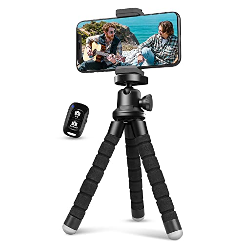 Aureday Mini Stativ, Handy Stativ für Smartphone rutschfest Leicht Handy Stativ Ständer mit Bluetooth Fernbedienung für Reisen, Camping, Selfie von Aureday