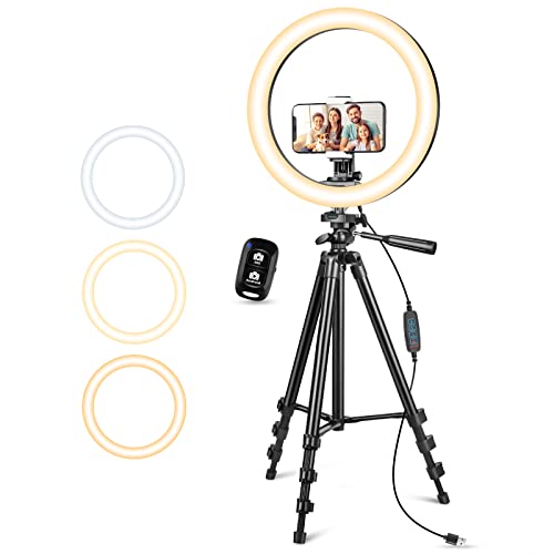 Aureday Ringlicht mit Stativ, 12 Zoll Selfie Ringlicht mit 50 Zoll Stativ Ständer für Live Stream/Makeup/YouTube Video/Fotografie, Kompatibel mit Handys, Webcams und Kamera von Aureday
