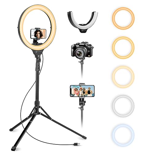 Aureday Ringlicht mit Stativ, 14 Zoll Selfie Ringlicht mit 62 Zoll Stativ Ständer Zusammenklappbar für Live Stream/Makeup/YouTube Video/Fotografie von Aureday