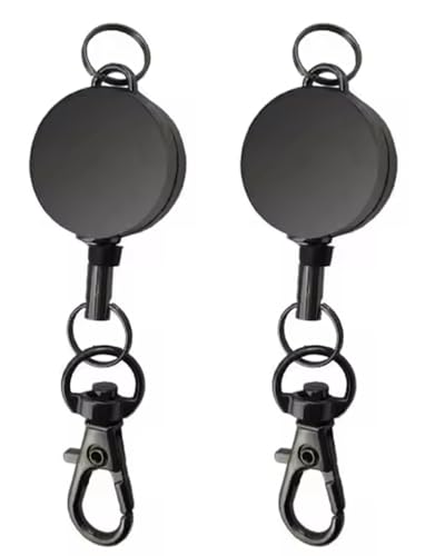 Ausziehbare Ausweishalter für Ausweishalter, Metall, Aufsätze für Schlüsselband oder Schlüsselanhänger, Schwarz, 2 Stück von AurexaFashion