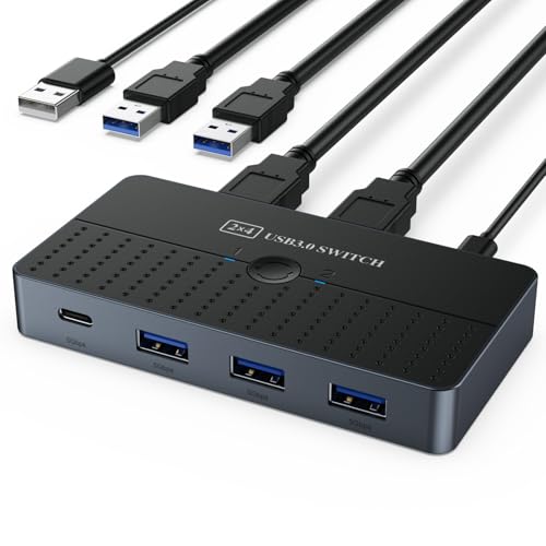 Aurgiarme USB3.0 Sharing Switcher 2 In 4 Out Devices Controller Für Mehrere Computer Schnelles Umschalten Für Und von Aurgiarme