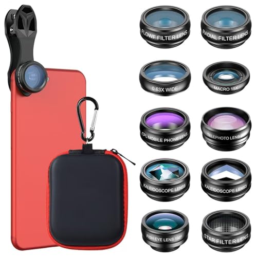 Auricase 10-in-1 Universal Handy Kamera objektiv, Handy objektiv Set, makro objektiv Handy, 2X Teleobjektiv, 15X Makro Objektiv Handy, 0.63x Wide, 198° Fisheye Lens, für die meisten Smartphones Auricase 10-in-1 Universal Handy Kamera objektiv, Handy objektiv Set, makro objektiv Handy, 2X Teleobjektiv, 15X Makro Objektiv Handy, 0.63x Wide, 198° Fisheye Lens, für die meisten Smartphones von Auricase