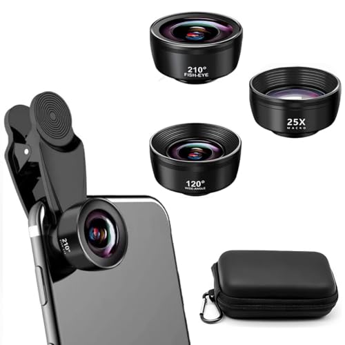 Auricase 3-in-1 Handy Kamera objektiv, Handy objektiv Set, 210° Fischaugenobjektiv, 120° Weitwinkel, 25X Makroobjektiv, Handy objektiv für die meisten Smartphones Auricase 3-in-1 Handy Kamera objektiv, Handy objektiv Set, 210° Fischaugenobjektiv, 120° Weitwinkel, 25X Makroobjektiv, Handy objektiv für die meisten Smartphones von Auricase