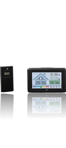Auriol Funk-Wetterstation mit Schimmelalarm, 433 MHz, 868 MHz, LCD Display, Schwarz, 4 x 1,5 V AAA Batterien, Zuhause, Garten, Bro, Restaurant, Bibliothek von Auriol