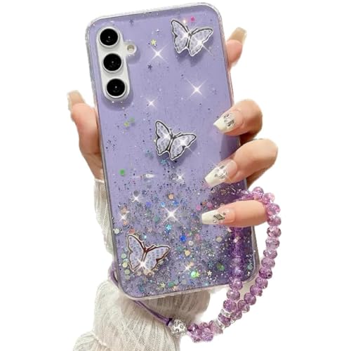 AuroiCCY Schutzhülle für Samsung Galaxy A15 mit Umhängeband, niedlicher 3D-Schmetterling, Glitzer, weiche TPU-Handyhülle für Damen und Mädchen, funkelnd, glänzend, dünn, TPU + Kristall-Handschlaufe, AuroiCCY Schutzhülle für Samsung Galaxy A15 mit Umhängeband, niedlicher 3D-Schmetterling, Glitzer, weiche TPU-Handyhülle für Damen und Mädchen, funkelnd, glänzend, dünn, TPU + Kristall-Handschlaufe, von AuroiCCY