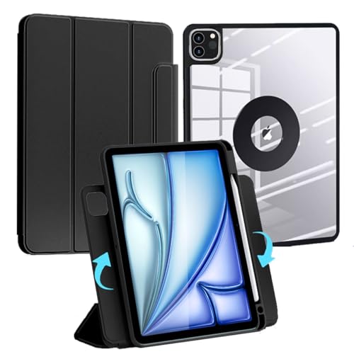 AuroiCCY Schutzhülle für iPad Air 13 Zoll M3 2025/M2 2024, iPad Pro 12,9 (6. / 5. / 4. / 3. Generation), Hülle mit Stifthalter, abnehmbare magnetische Abdeckung, PU-Leder, transparente Rückseite, von AuroiCCY
