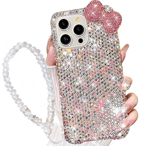 AuroiCCY Schutzhülle für iPhone 16 Pro Max mit 3D-Schleife, glitzernde Kristalle, Strass, niedlich, stoßfest, Diamanten, mit Handgelenkschlaufe, Armband für iPhone 16 Pro Max, silberfarben AuroiCCY Schutzhülle für iPhone 16 Pro Max mit 3D-Schleife, glitzernde Kristalle, Strass, niedlich, stoßfest, Diamanten, mit Handgelenkschlaufe, Armband für iPhone 16 Pro Max, silberfarben von AuroiCCY