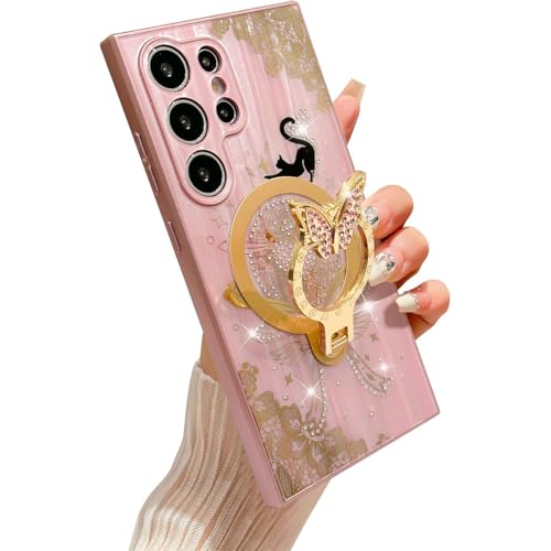 AuroiCCY Schutzhülle mit magnetischem Ständer für Samsung Galaxy Ultra, kompatibel mit Magsafe, Diamanten, niedlicher Schmetterling, Glitzer, Strass, Spitze, Katze, Blumenmuster, Mädchen, Frau, AuroiCCY Schutzhülle mit magnetischem Ständer für Samsung Galaxy Ultra, kompatibel mit Magsafe, Diamanten, niedlicher Schmetterling, Glitzer, Strass, Spitze, Katze, Blumenmuster, Mädchen, Frau, von AuroiCCY