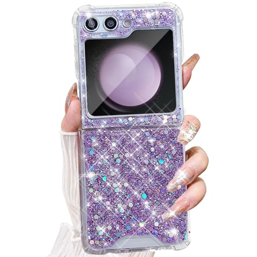 AuroiCYY Glitzer-Schutzhülle für Samsung Galaxy Z Flip 6, glitzernd, glitzernde Pailletten für Mädchen, niedlich, weiches Silikon, 4 Ecken, stoßfest, Schutzhülle für Samsung Z Flip 6, Violett AuroiCYY Glitzer-Schutzhülle für Samsung Galaxy Z Flip 6, glitzernd, glitzernde Pailletten für Mädchen, niedlich, weiches Silikon, 4 Ecken, stoßfest, Schutzhülle für Samsung Z Flip 6, Violett von AuroiCCY