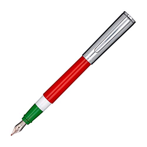 Aurora TU Füllfederhalter aus Kunstharz, grün, weiß und rot mit eingraviertem und lackiertem Kopf in den Farben des Dreifarbs. von Aurora Pen