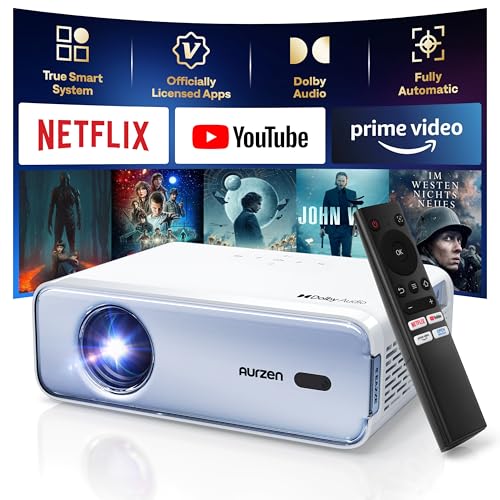 Aurzen Eazze D1 Smart Beamer Heimkino Projektor: Beamer 4K Unterstützt Full HD 1080P Beamer mit NetfIix Officially & DoIby Audio, Autofokus & Trapezkorrektur, Mini WiFi Bluetooth Video Projektor, Blau Aurzen Eazze D1 Smart Beamer Heimkino Projektor: Beamer 4K Unterstützt Full HD 1080P Beamer mit NetfIix Officially & DoIby Audio, Autofokus & Trapezkorrektur, Mini WiFi Bluetooth Video Projektor, Blau von Aurzen