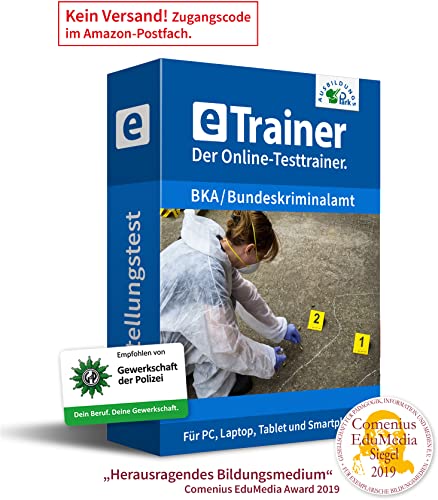 BKA / Bundeskriminalamt Einstellungstest 2024: eTrainer – Der Online-Testtrainer | Über 1.200 Aufgaben mit Lösungen: Sprache, Mathematik, Logik, visuelles Denken, Allgemeinwissen | Eignungstest üben von Ausbildungspark