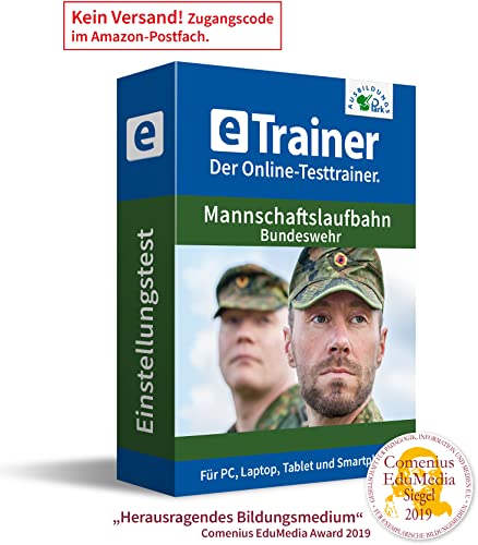 Bundeswehr Mannschaftslaufbahn Einstellungstest (CAT-Test) 2024: eTrainer – Der Online-Testtrainer | Über 1.600 Aufgaben mit Lösungen: Wissen, Sprache, Mathe, Logik und mehr | Eignungstest üben von Ausbildungspark